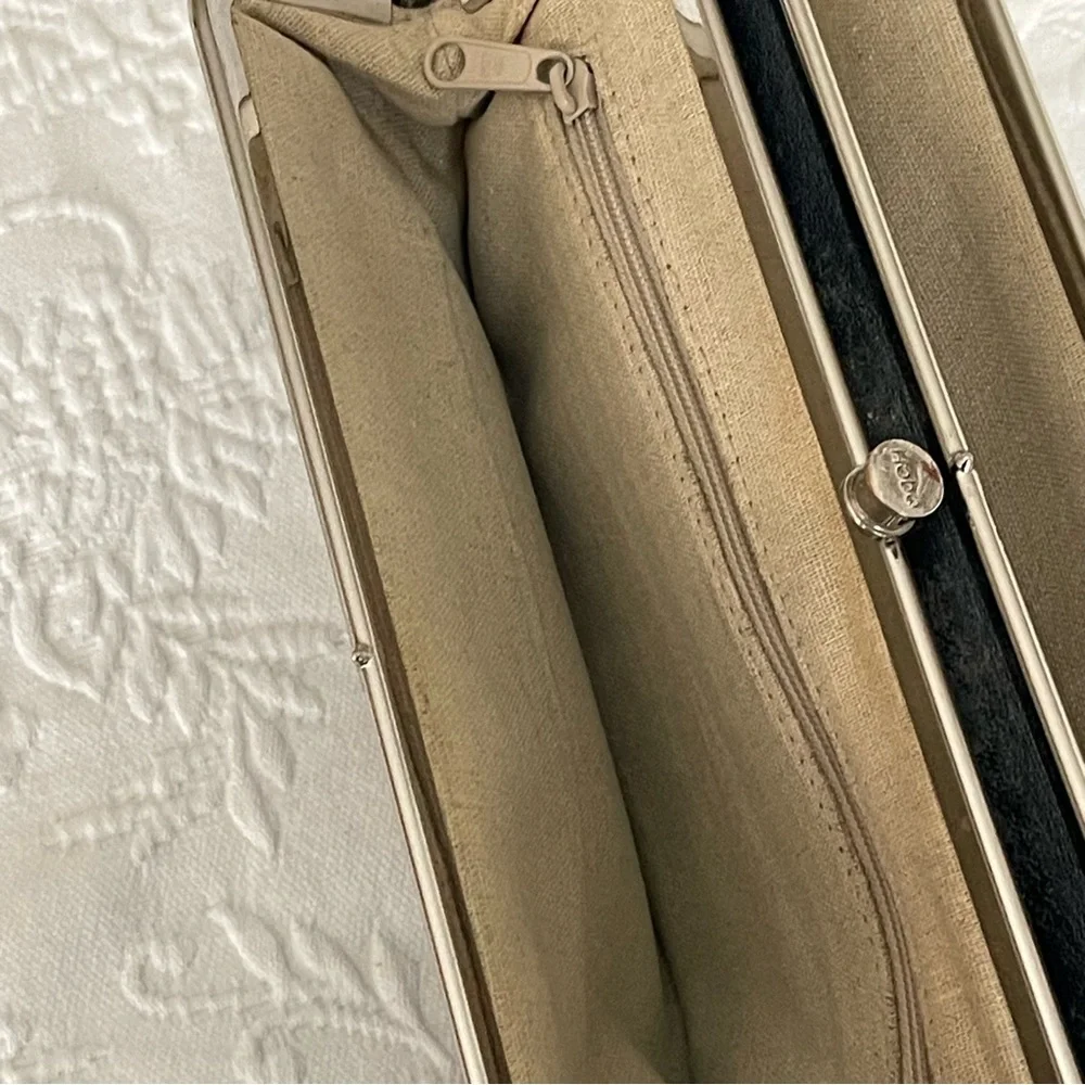 HOBO Grey Blue Leather Wallet Clutch.